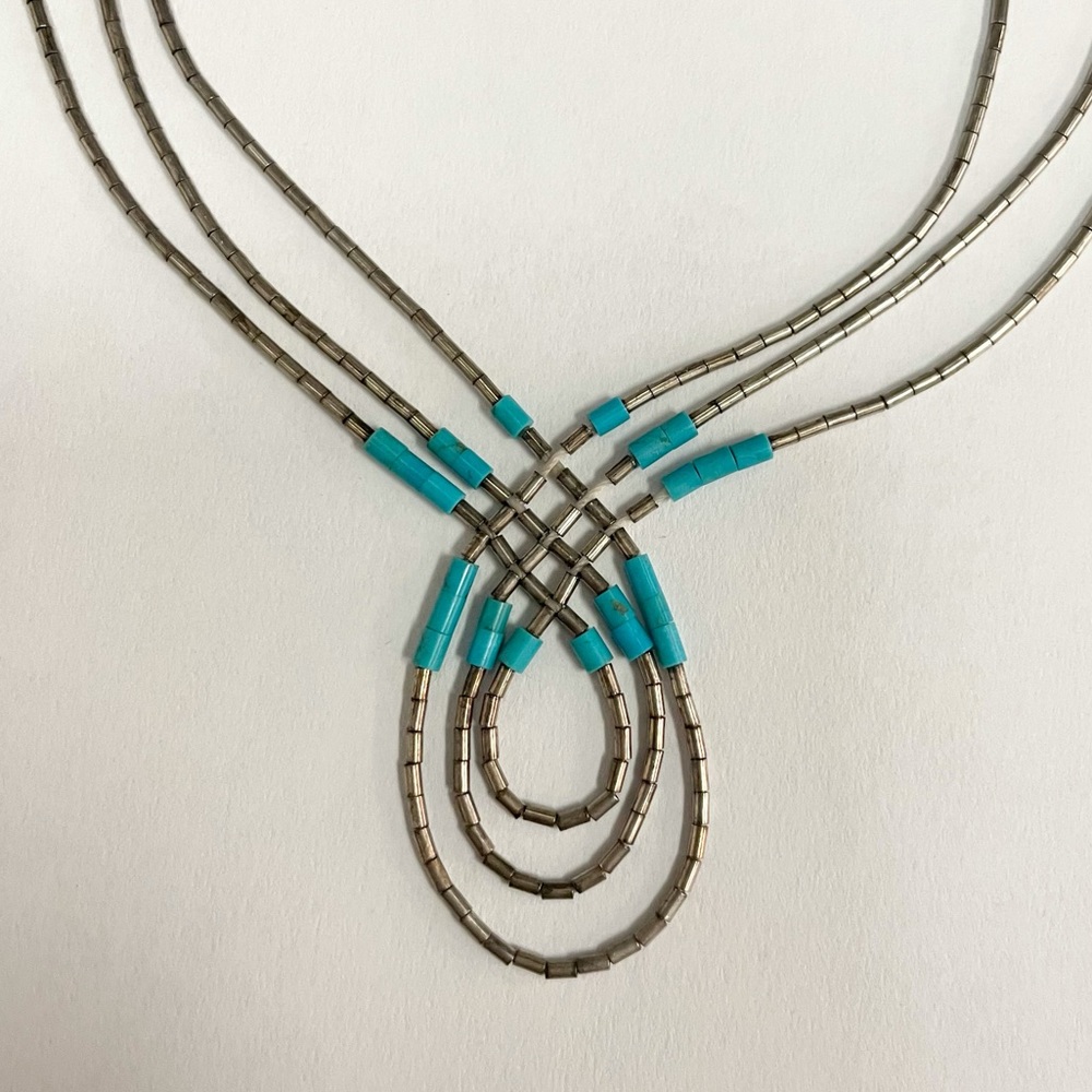 Native Liquid Silver And Turquoise Necklace